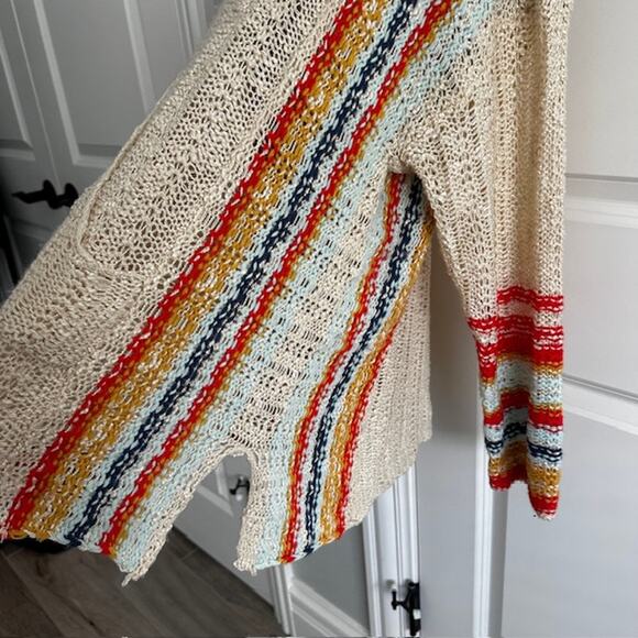 Easel LA Knit Pullover Hooded Stripe Sweater Medium Ivory Oversized - Picture 5 of 9